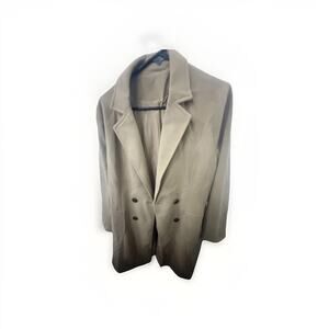 Women's Button Front Long Overcoat Double Breasted Pockets Beige Size 2XL